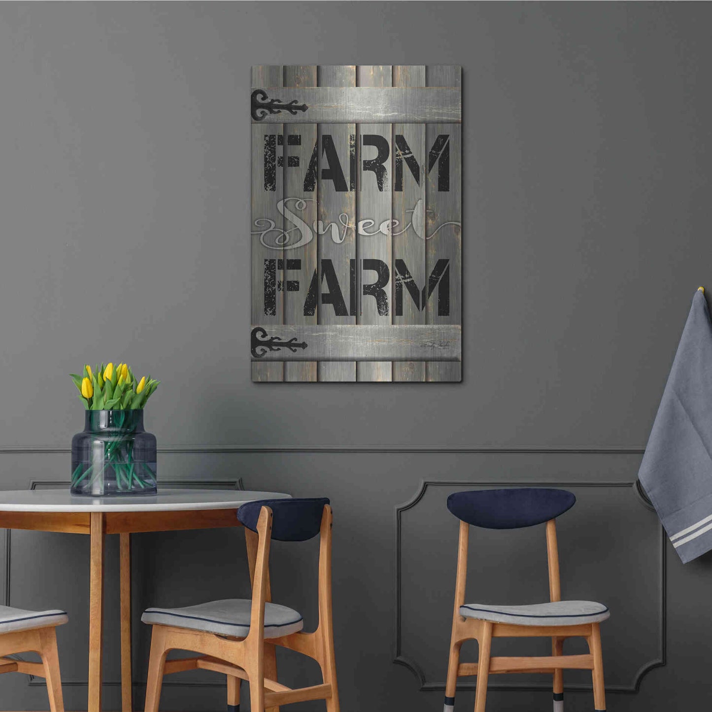 Luxe Metal Art 'Farm Sweet Farm' by Cindy Jacobs, Metal Wall Art,24x36