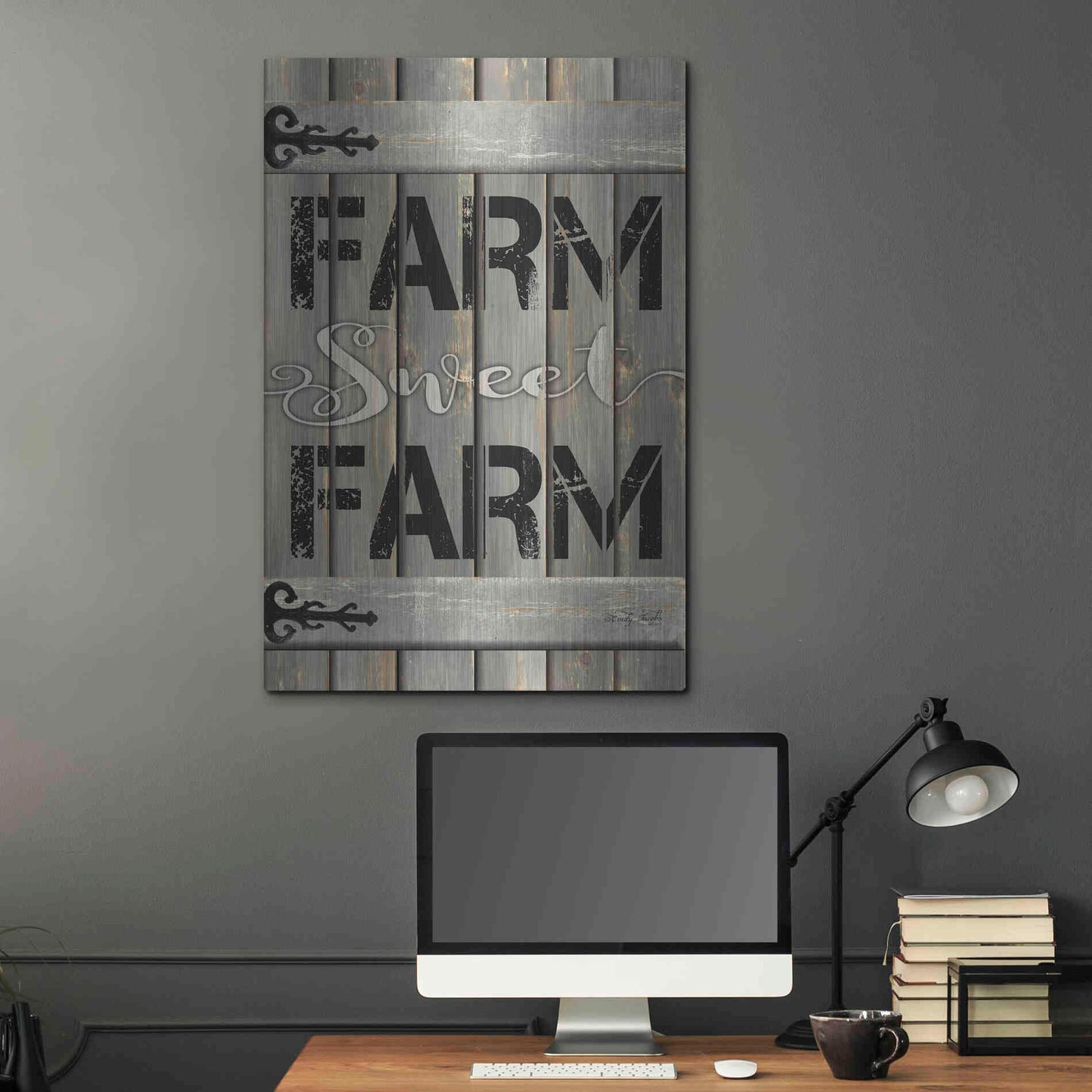 Luxe Metal Art 'Farm Sweet Farm' by Cindy Jacobs, Metal Wall Art,24x36