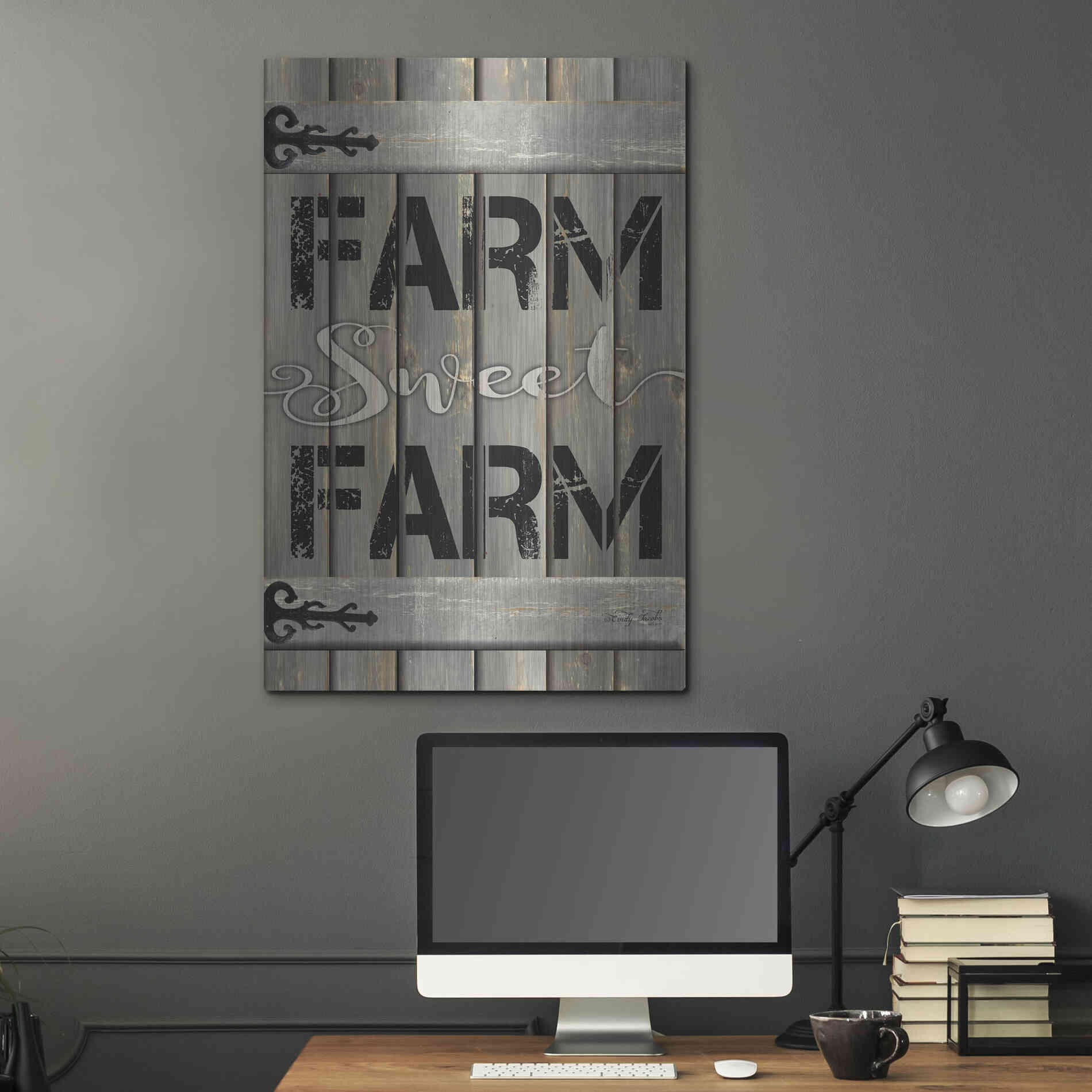 Luxe Metal Art 'Farm Sweet Farm' by Cindy Jacobs, Metal Wall Art,24x36