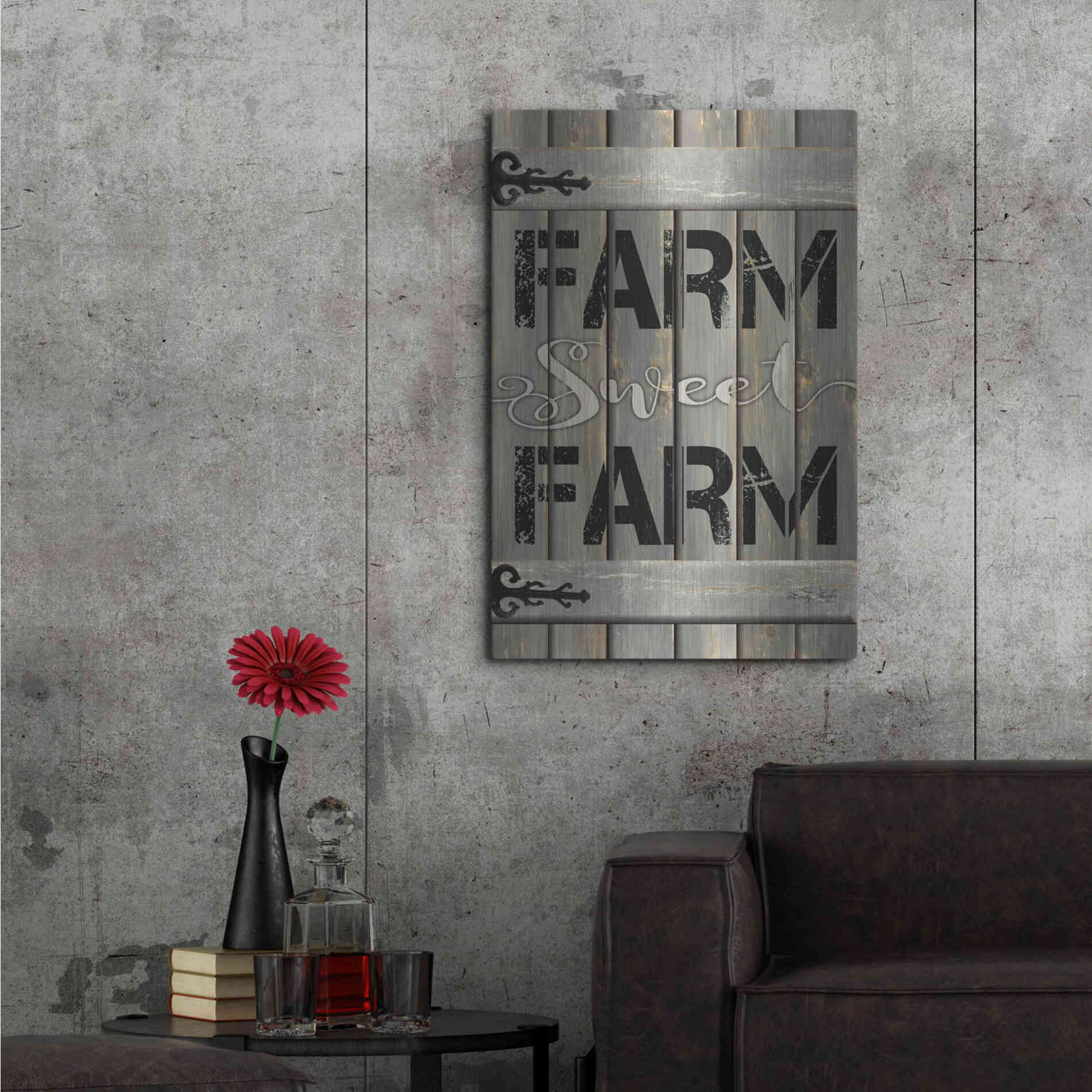 Luxe Metal Art 'Farm Sweet Farm' by Cindy Jacobs, Metal Wall Art,24x36
