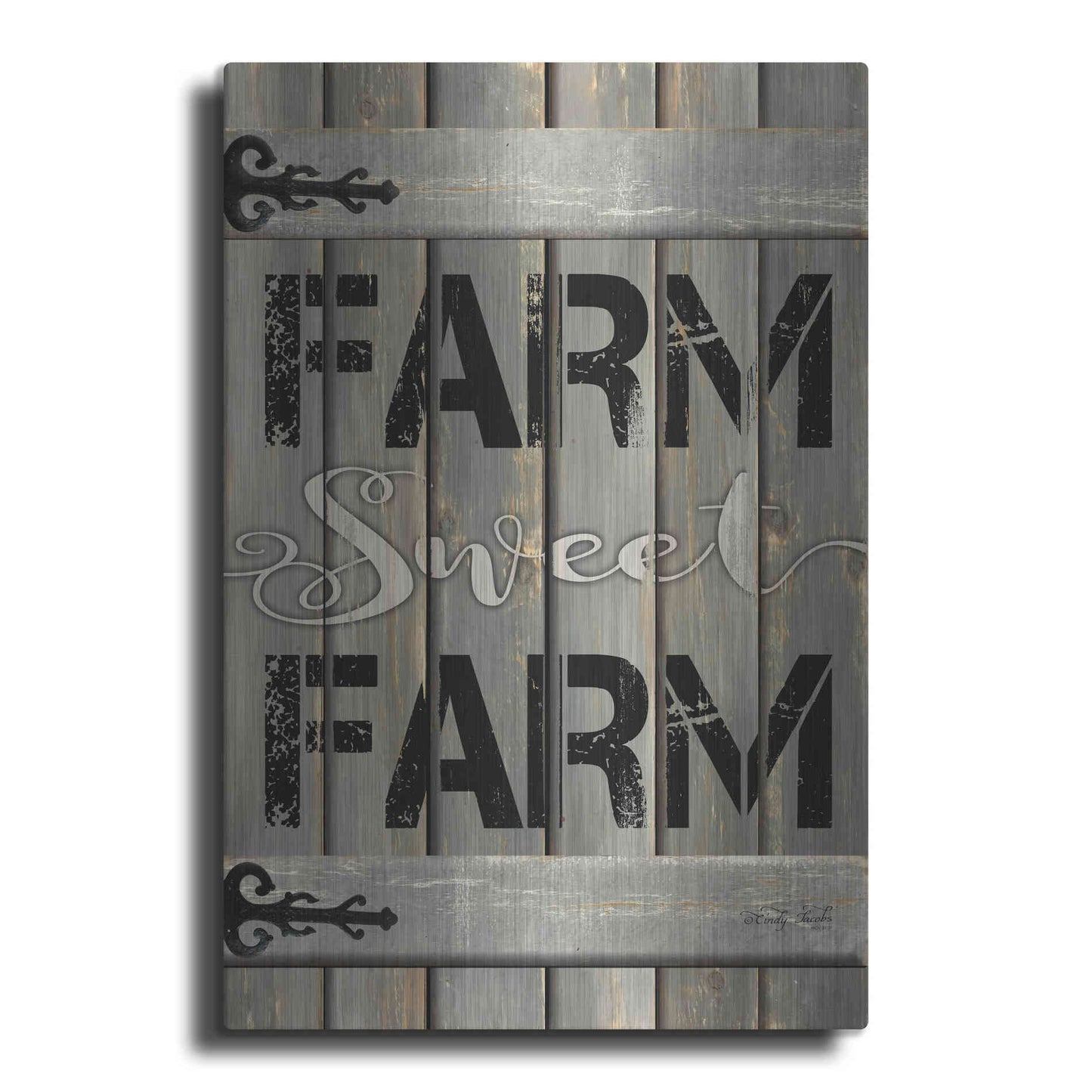 Luxe Metal Art 'Farm Sweet Farm' by Cindy Jacobs, Metal Wall Art