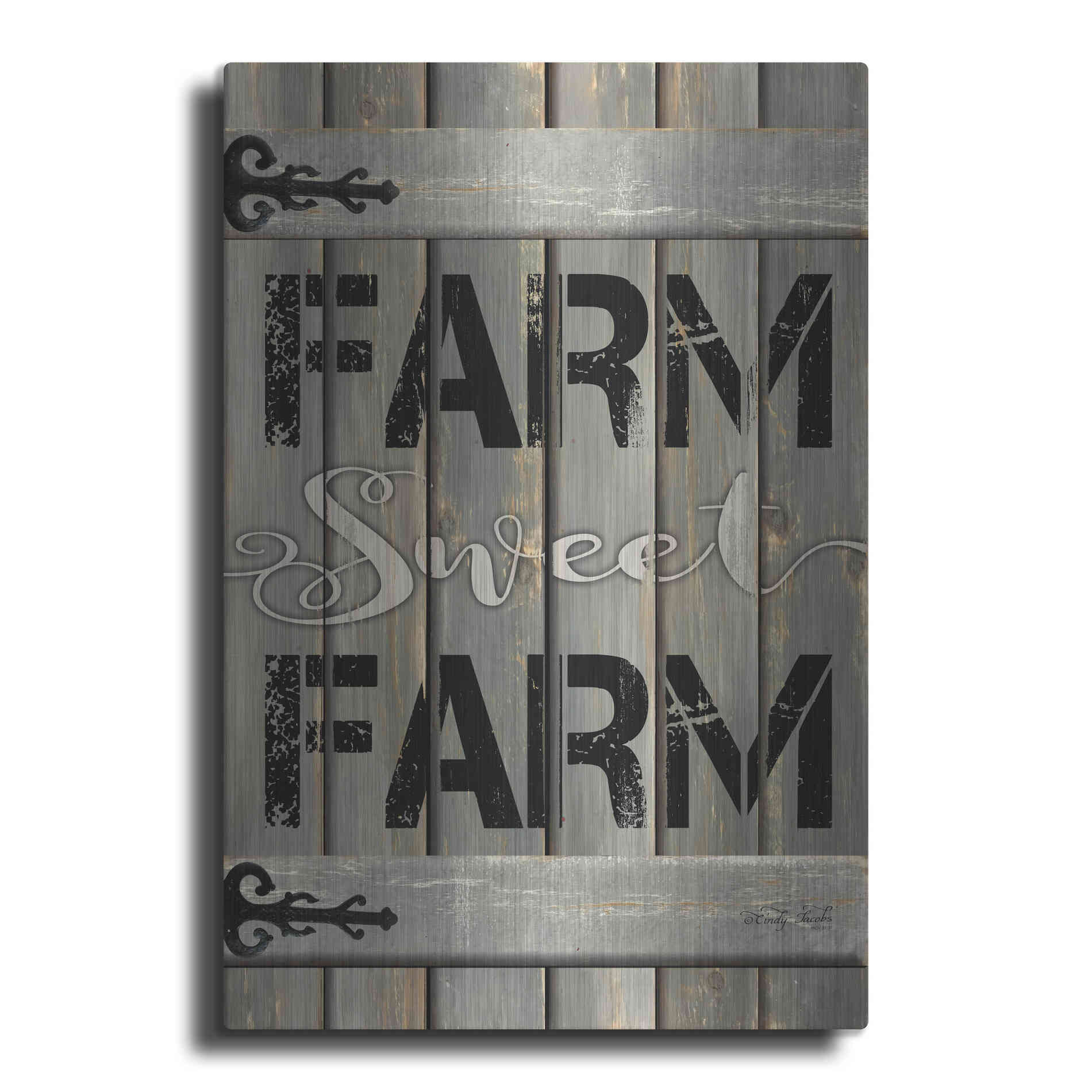 Luxe Metal Art 'Farm Sweet Farm' by Cindy Jacobs, Metal Wall Art