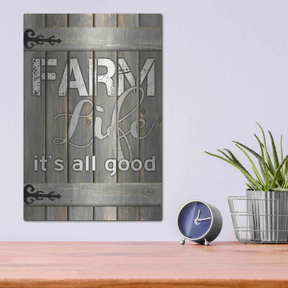 Luxe Metal Art 'Farm Life It's All Good' by Cindy Jacobs, Metal Wall Art,12x16