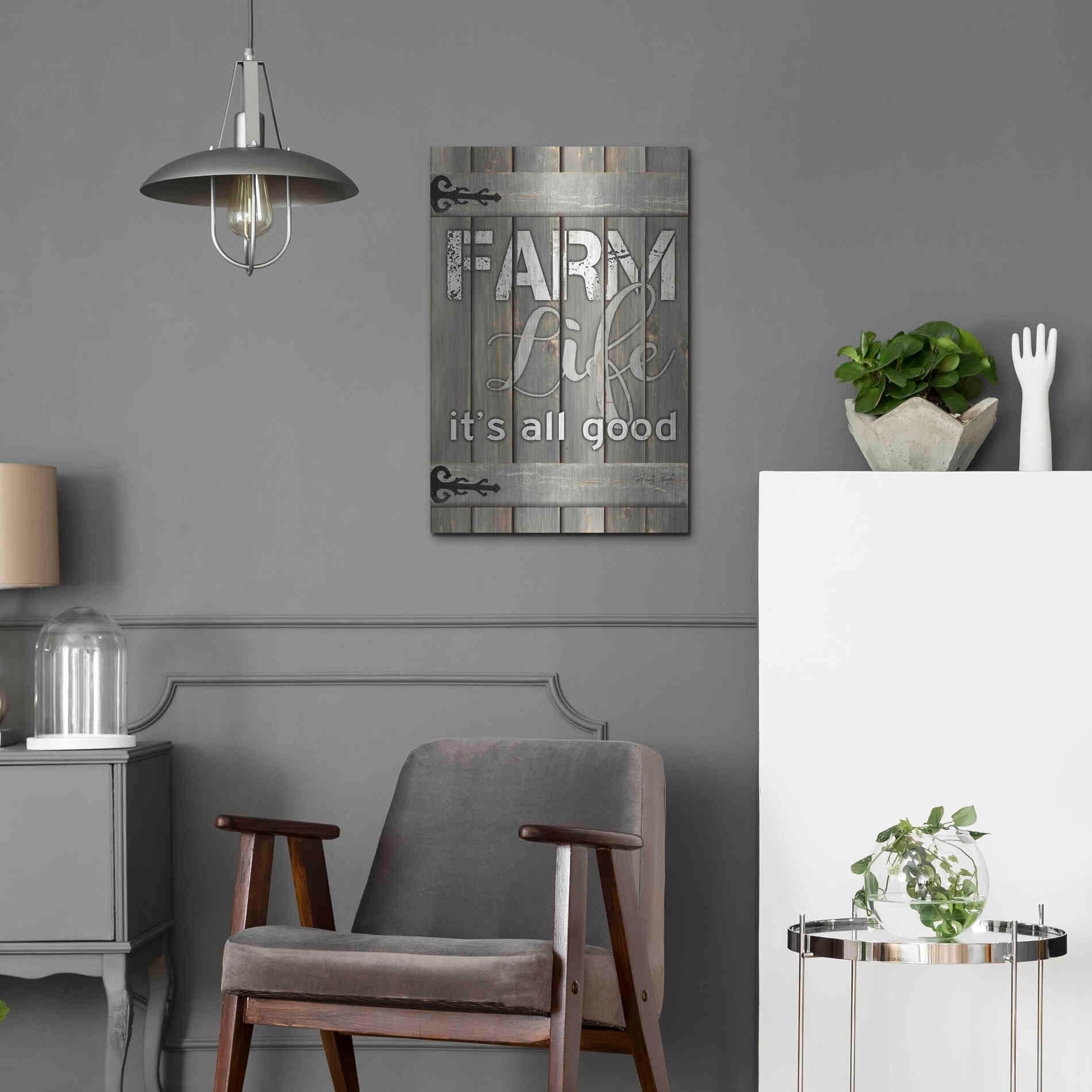Luxe Metal Art 'Farm Life It's All Good' by Cindy Jacobs, Metal Wall Art,16x24