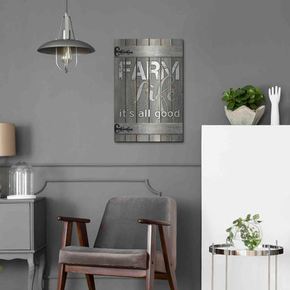Luxe Metal Art 'Farm Life It's All Good' by Cindy Jacobs, Metal Wall Art,16x24