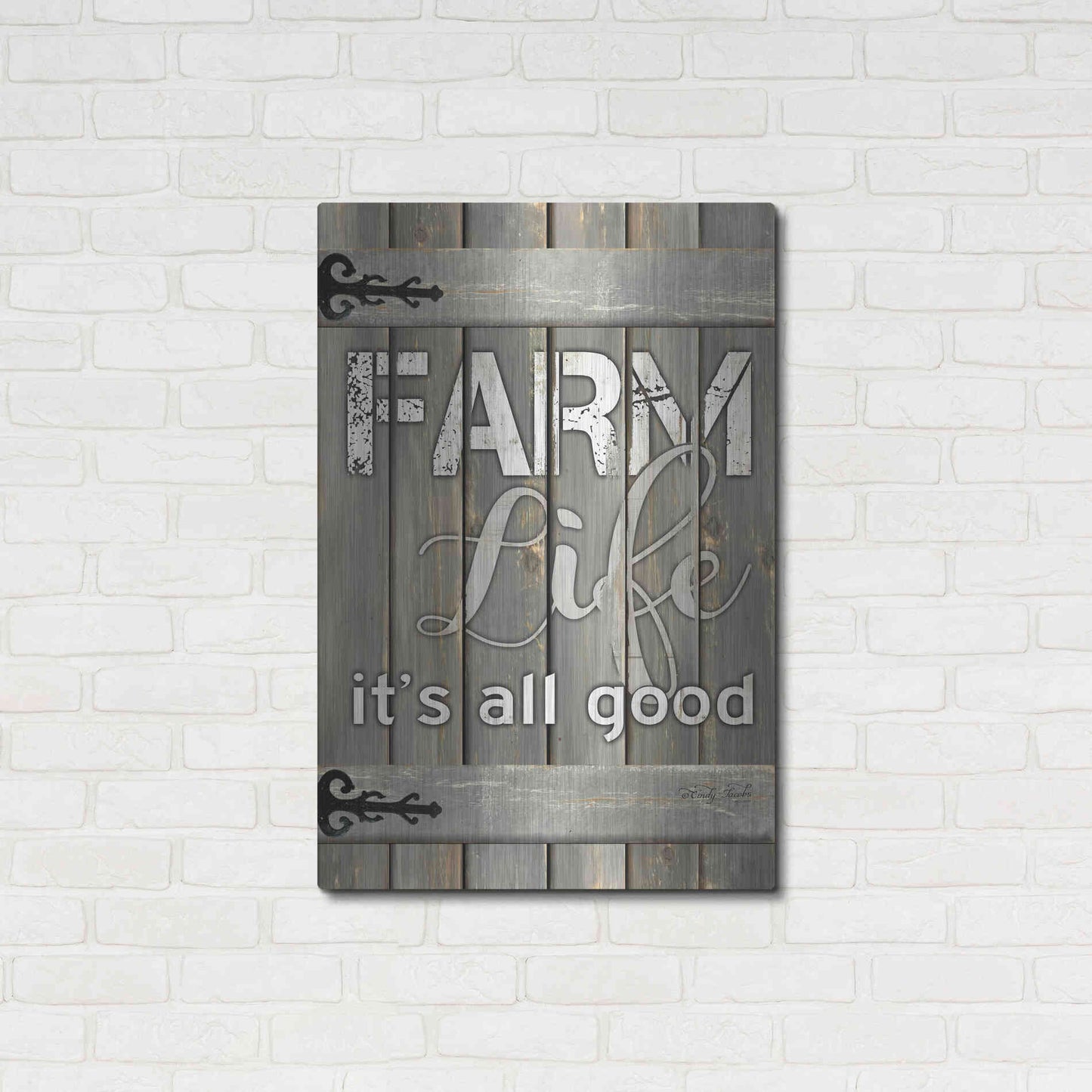 Luxe Metal Art 'Farm Life It's All Good' by Cindy Jacobs, Metal Wall Art,24x36