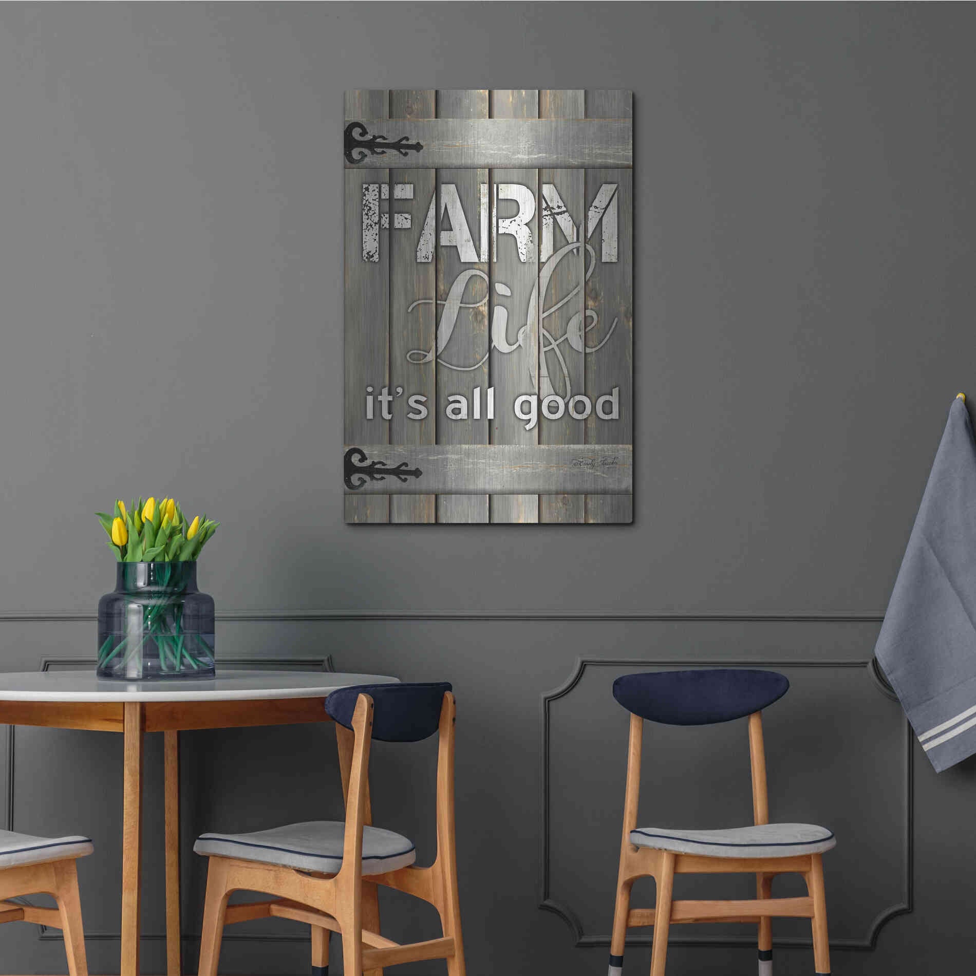 Luxe Metal Art 'Farm Life It's All Good' by Cindy Jacobs, Metal Wall Art,24x36