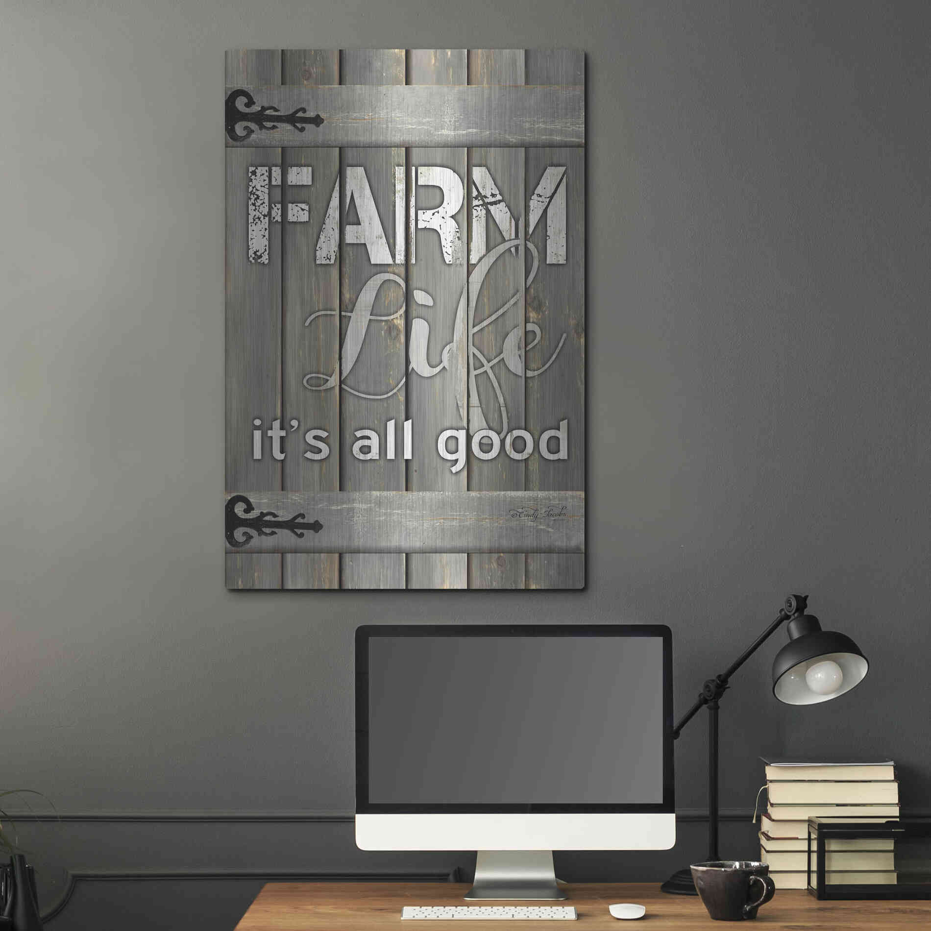 Luxe Metal Art 'Farm Life It's All Good' by Cindy Jacobs, Metal Wall Art,24x36