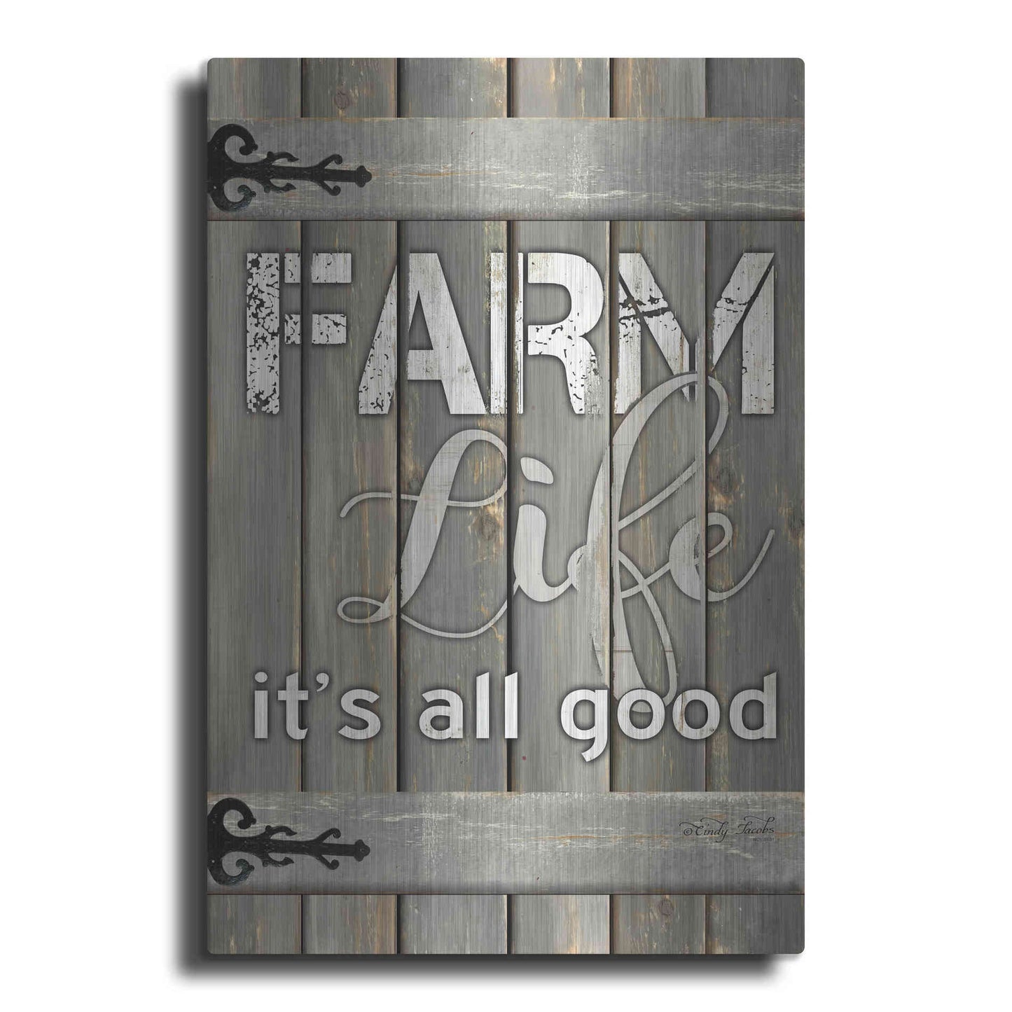 Luxe Metal Art 'Farm Life It's All Good' by Cindy Jacobs, Metal Wall Art