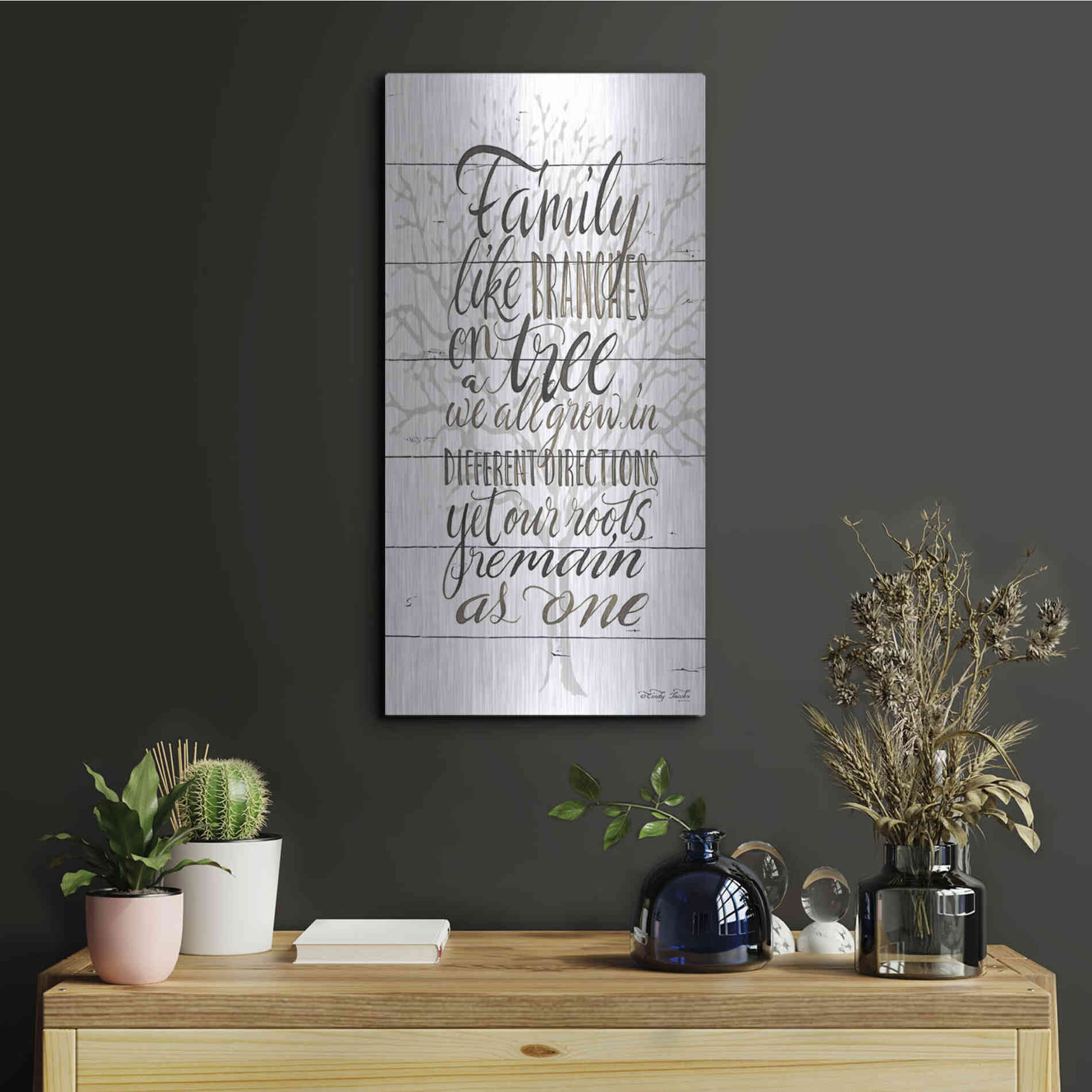 Luxe Metal Art 'Family' by Cindy Jacobs, Metal Wall Art,12x24