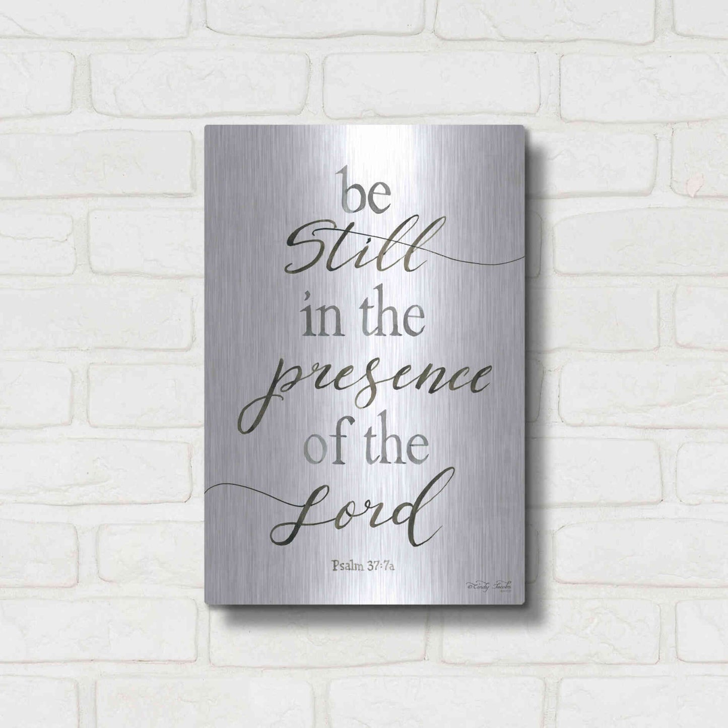Luxe Metal Art 'Be Still in the Presence of the Lord' by Cindy Jacobs, Metal Wall Art,12x16