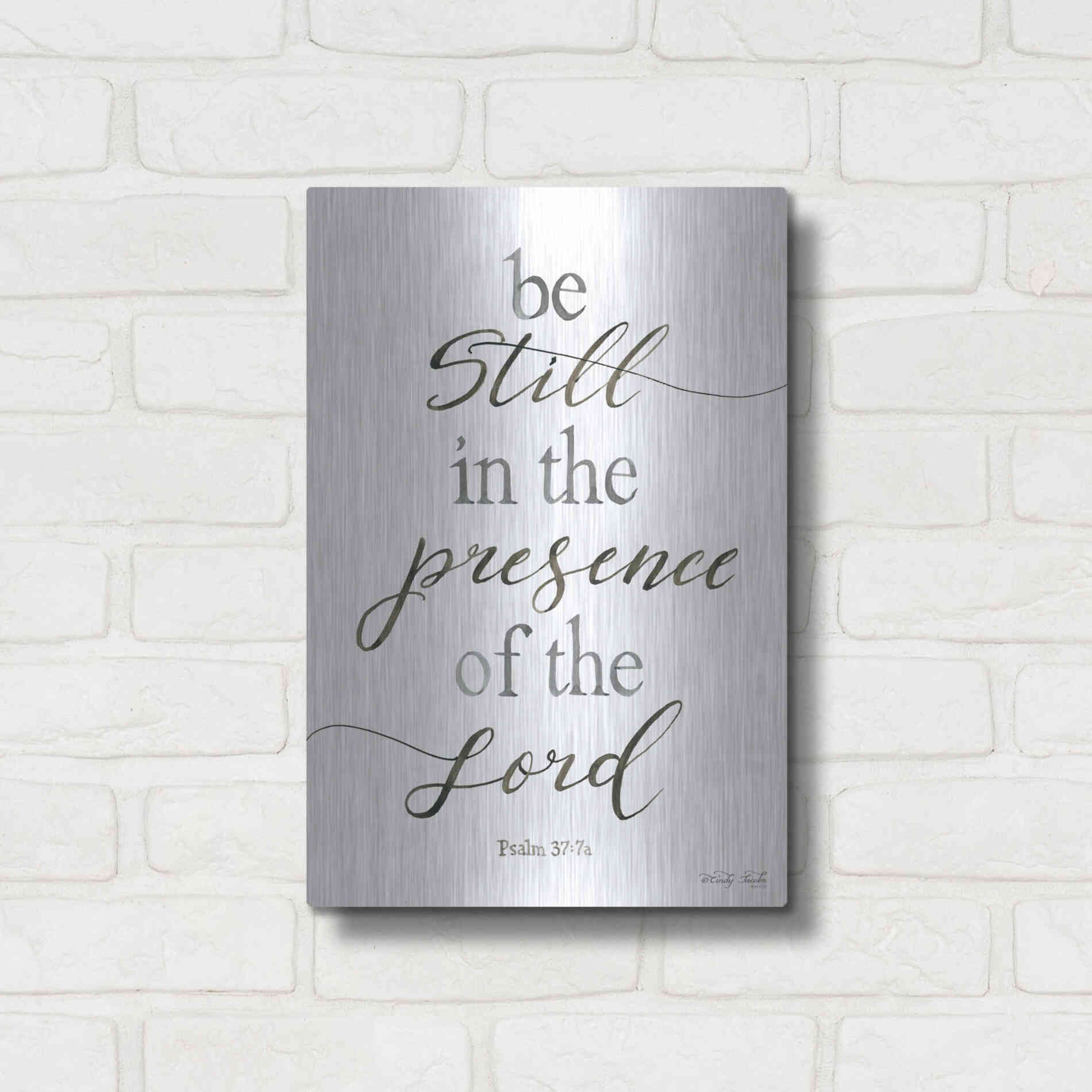 Luxe Metal Art 'Be Still in the Presence of the Lord' by Cindy Jacobs, Metal Wall Art,12x16