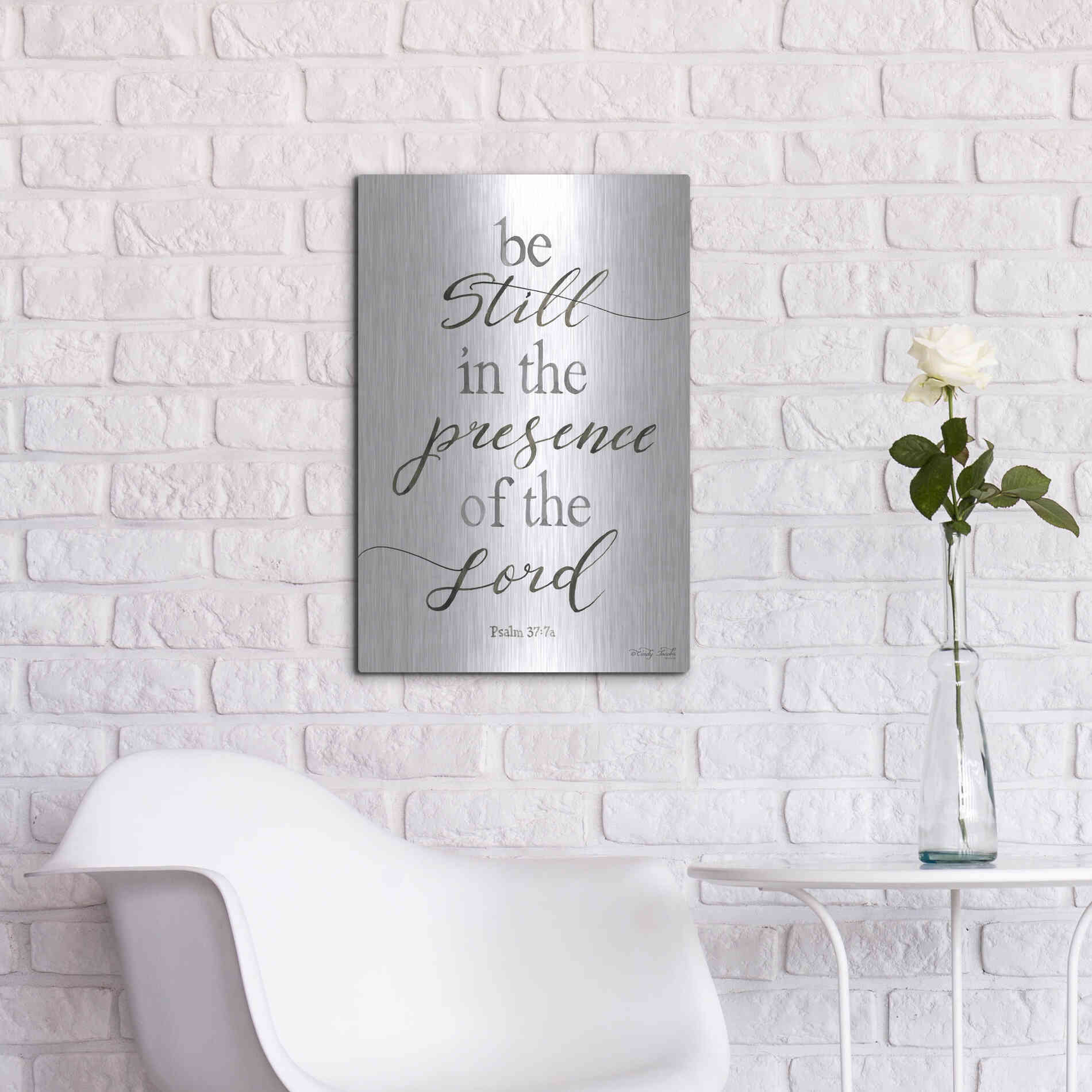 Luxe Metal Art 'Be Still in the Presence of the Lord' by Cindy Jacobs, Metal Wall Art,16x24