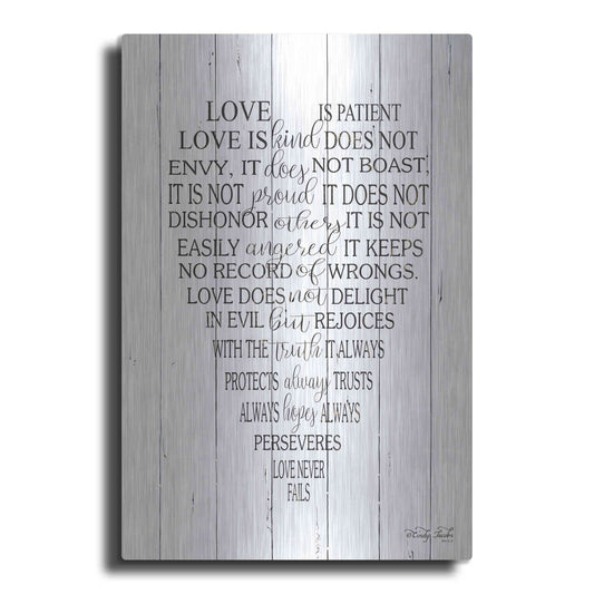 Luxe Metal Art 'Love is Patient II' by Cindy Jacobs, Metal Wall Art