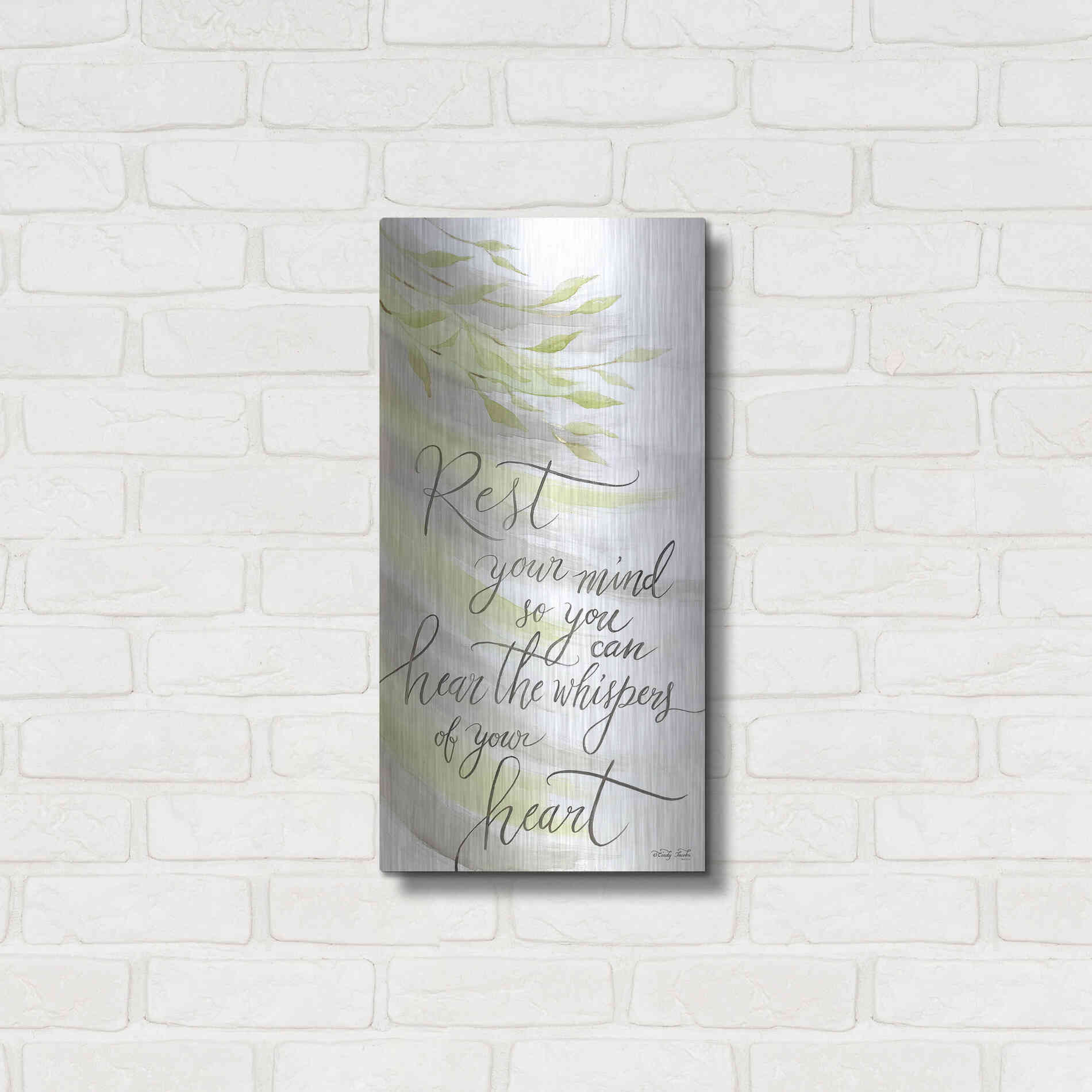 Luxe Metal Art 'Rest Your Mind' by Cindy Jacobs, Metal Wall Art,12x24