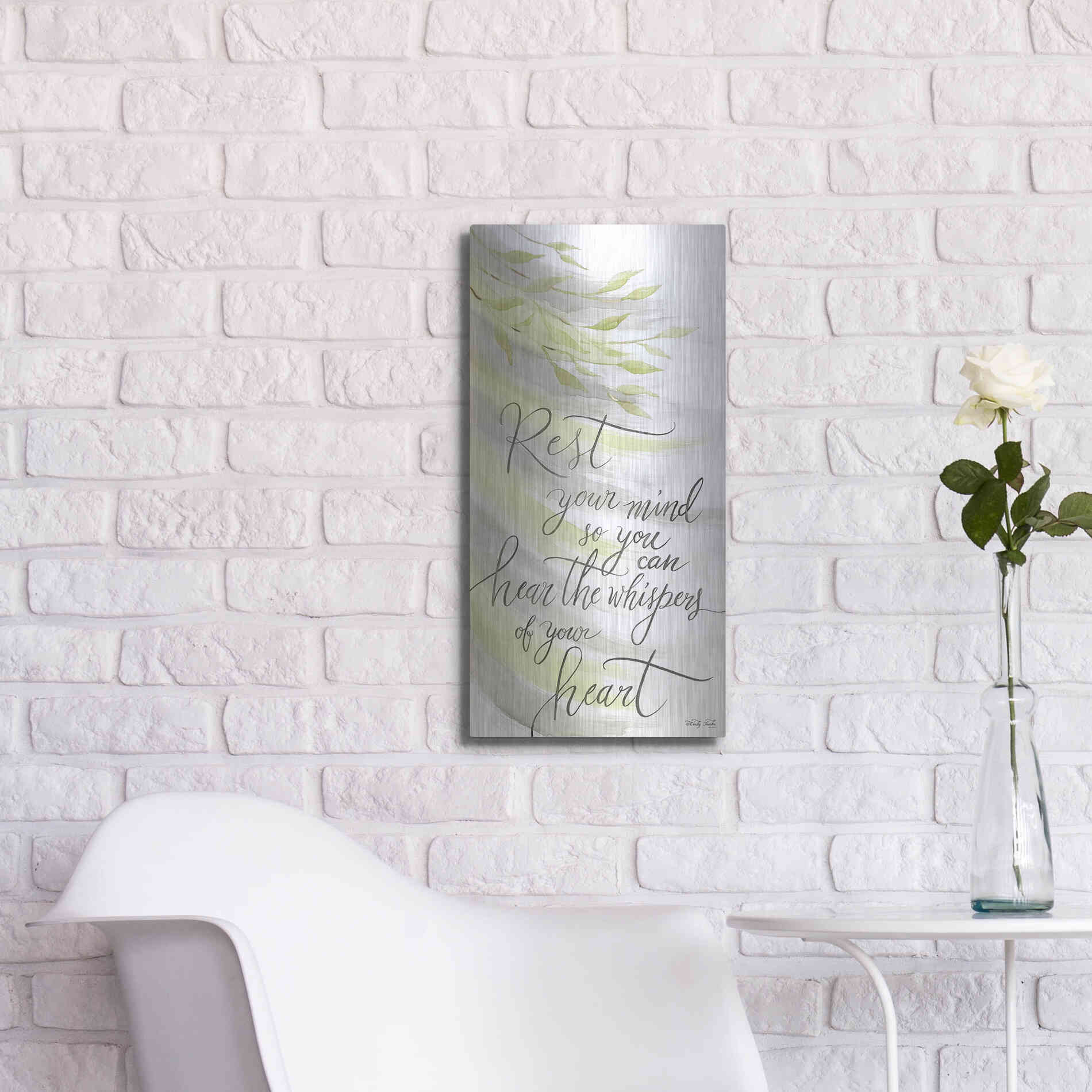 Luxe Metal Art 'Rest Your Mind' by Cindy Jacobs, Metal Wall Art,12x24