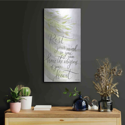 Luxe Metal Art 'Rest Your Mind' by Cindy Jacobs, Metal Wall Art,12x24