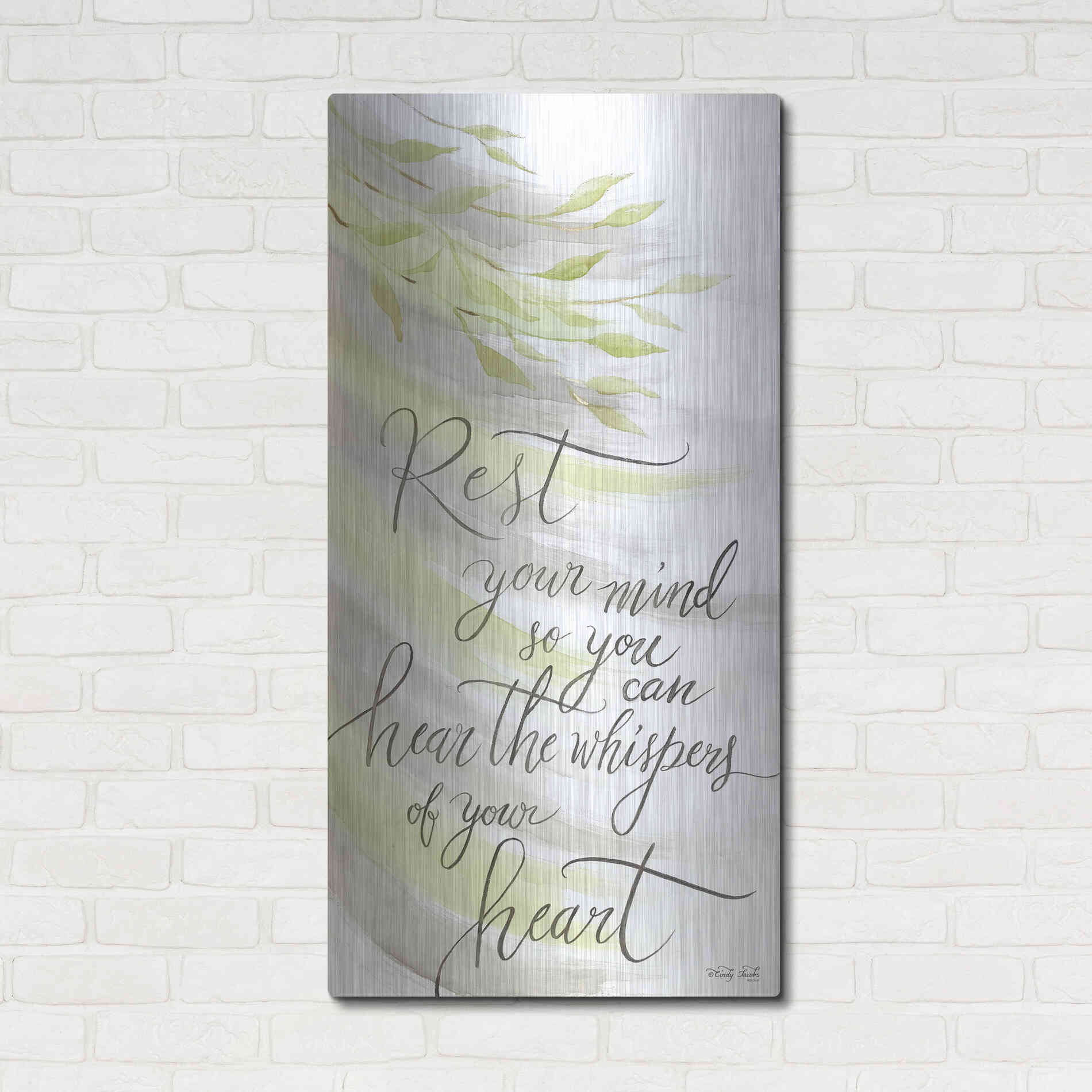 Luxe Metal Art 'Rest Your Mind' by Cindy Jacobs, Metal Wall Art,24x48