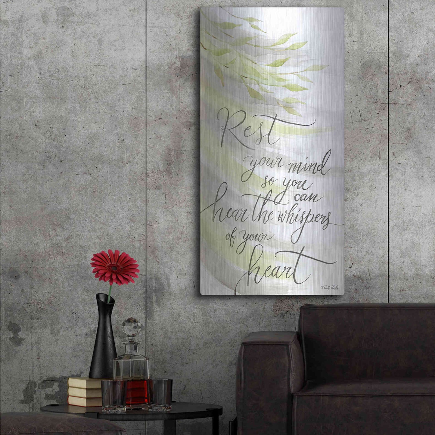 Luxe Metal Art 'Rest Your Mind' by Cindy Jacobs, Metal Wall Art,24x48