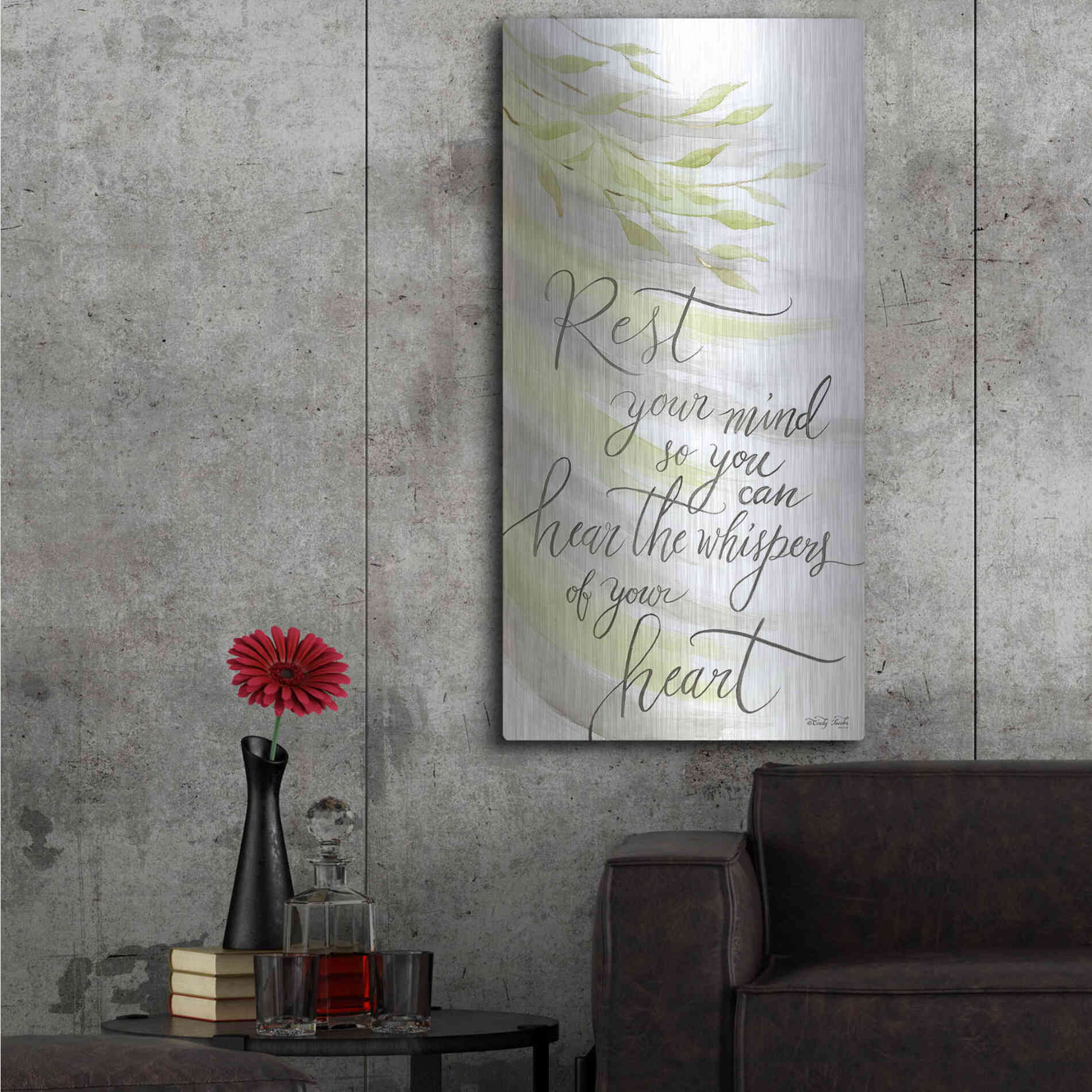 Luxe Metal Art 'Rest Your Mind' by Cindy Jacobs, Metal Wall Art,24x48