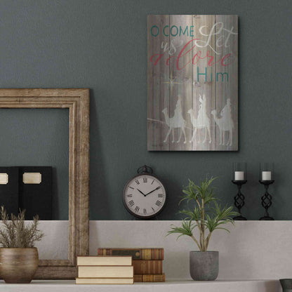 Luxe Metal Art 'O Come Let Us Adore Him' by Cindy Jacobs, Metal Wall Art,12x16
