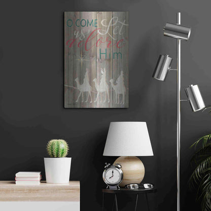 Luxe Metal Art 'O Come Let Us Adore Him' by Cindy Jacobs, Metal Wall Art,16x24
