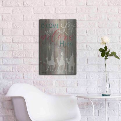 Luxe Metal Art 'O Come Let Us Adore Him' by Cindy Jacobs, Metal Wall Art,16x24
