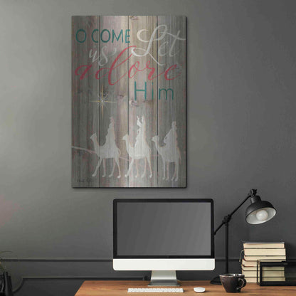 Luxe Metal Art 'O Come Let Us Adore Him' by Cindy Jacobs, Metal Wall Art,24x36