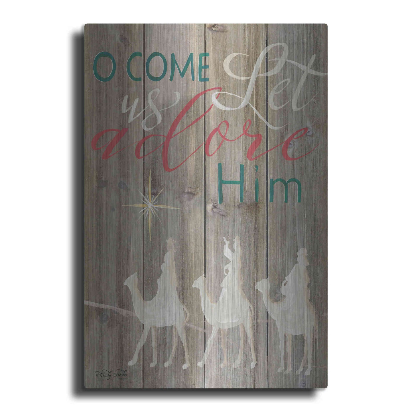Luxe Metal Art 'O Come Let Us Adore Him' by Cindy Jacobs, Metal Wall Art