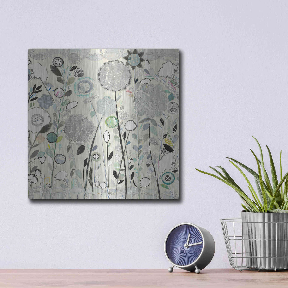 Luxe Metal Art 'Interlocking Shadows Sq' by Candra Boggs, Metal Wall Art,12x12