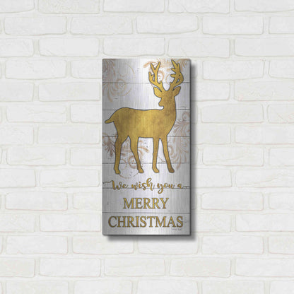 Luxe Metal Art 'Reindeer Merry Christmas' by Cindy Jacobs, Metal Wall Art,12x24