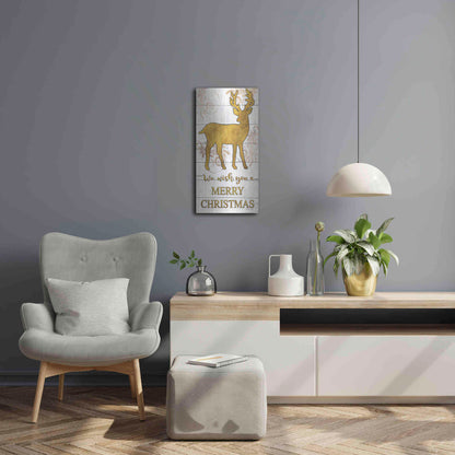 Luxe Metal Art 'Reindeer Merry Christmas' by Cindy Jacobs, Metal Wall Art,12x24