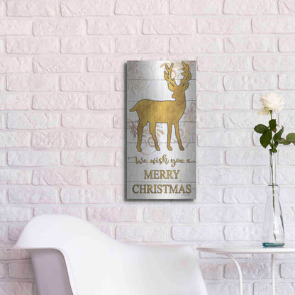 Luxe Metal Art 'Reindeer Merry Christmas' by Cindy Jacobs, Metal Wall Art,12x24