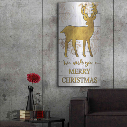 Luxe Metal Art 'Reindeer Merry Christmas' by Cindy Jacobs, Metal Wall Art,24x48