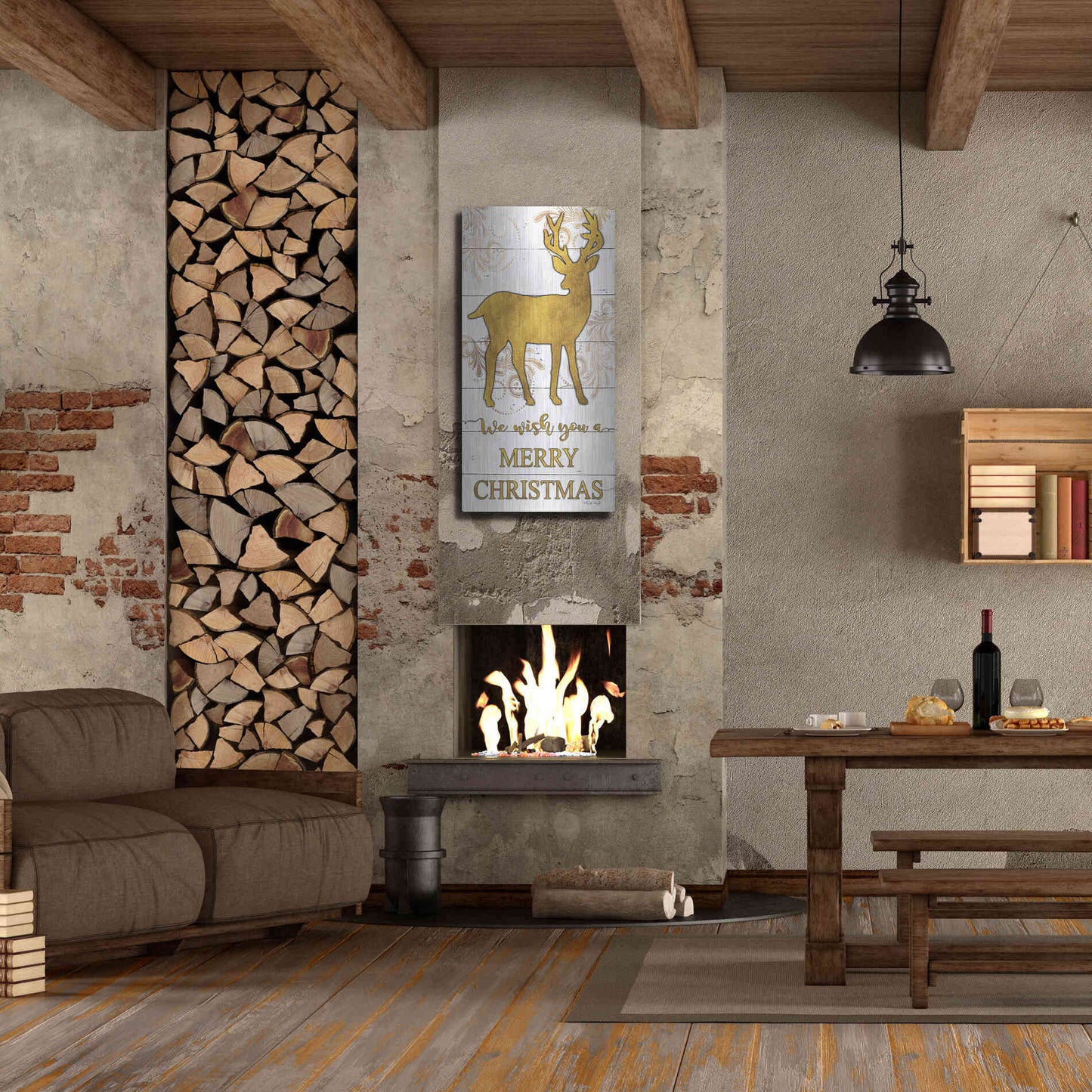 Luxe Metal Art 'Reindeer Merry Christmas' by Cindy Jacobs, Metal Wall Art,24x48