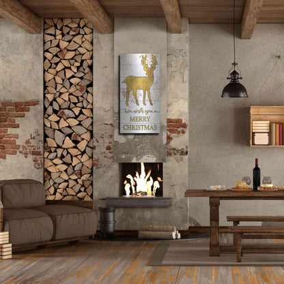 Luxe Metal Art 'Reindeer Merry Christmas' by Cindy Jacobs, Metal Wall Art,24x48