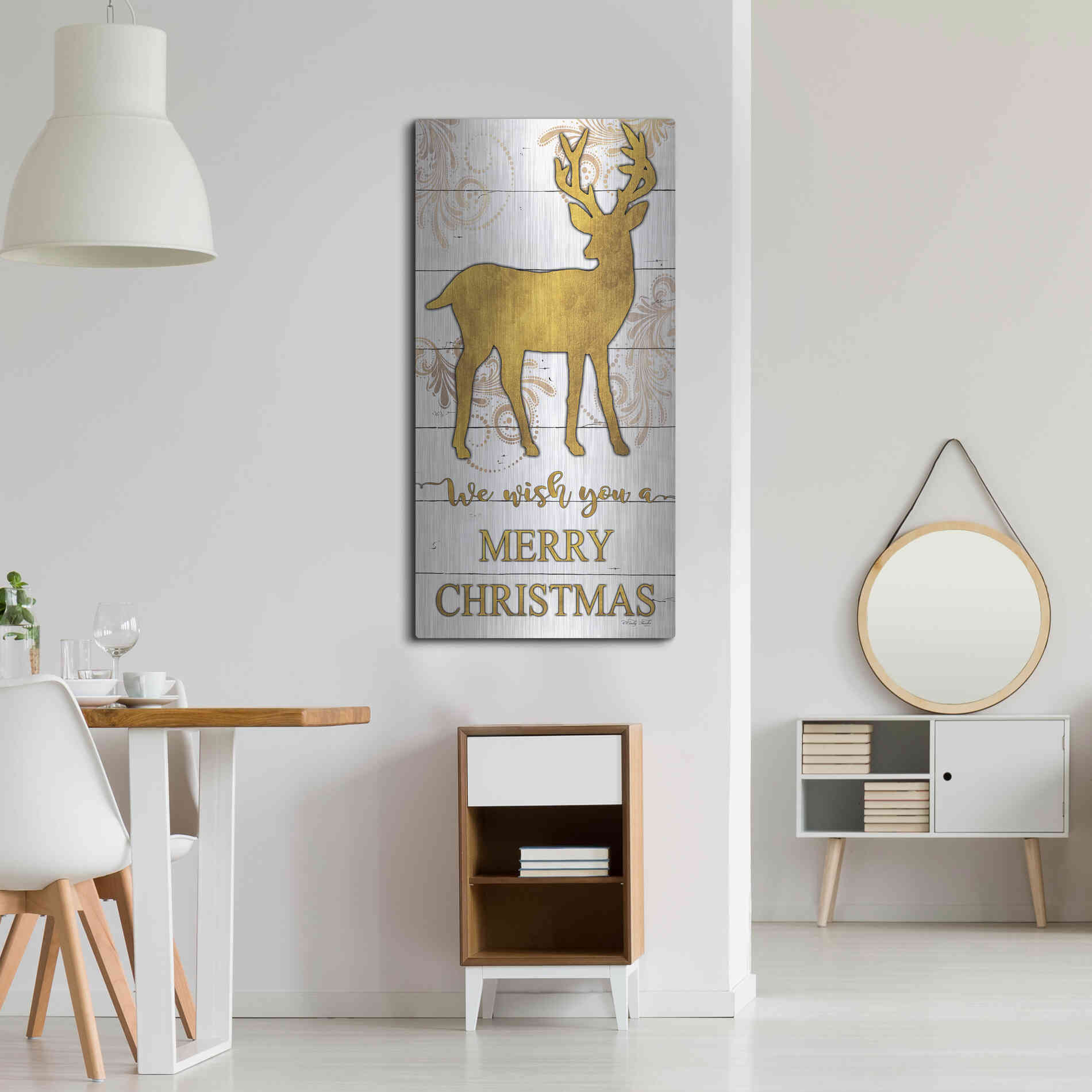 Luxe Metal Art 'Reindeer Merry Christmas' by Cindy Jacobs, Metal Wall Art,24x48