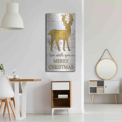 Luxe Metal Art 'Reindeer Merry Christmas' by Cindy Jacobs, Metal Wall Art,24x48