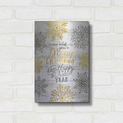 Luxe Metal Art 'Merry Christmas and Happy New Year' by Cindy Jacobs, Metal Wall Art,12x16