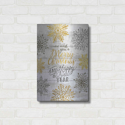 Luxe Metal Art 'Merry Christmas and Happy New Year' by Cindy Jacobs, Metal Wall Art,16x24