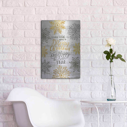 Luxe Metal Art 'Merry Christmas and Happy New Year' by Cindy Jacobs, Metal Wall Art,16x24