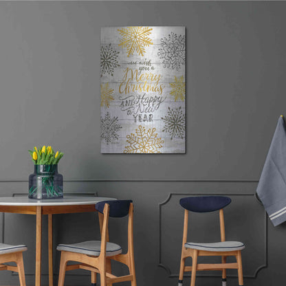 Luxe Metal Art 'Merry Christmas and Happy New Year' by Cindy Jacobs, Metal Wall Art,24x36