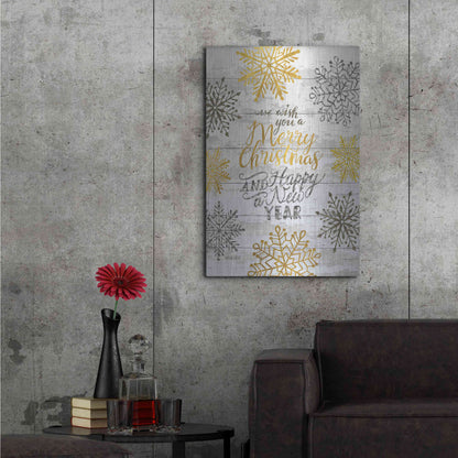 Luxe Metal Art 'Merry Christmas and Happy New Year' by Cindy Jacobs, Metal Wall Art,24x36