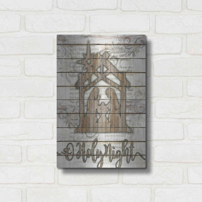 Luxe Metal Art 'O Holy Night Manger' by Cindy Jacobs, Metal Wall Art,12x16