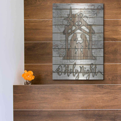 Luxe Metal Art 'O Holy Night Manger' by Cindy Jacobs, Metal Wall Art,12x16