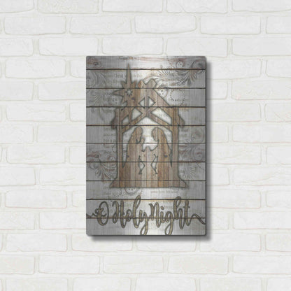 Luxe Metal Art 'O Holy Night Manger' by Cindy Jacobs, Metal Wall Art,16x24