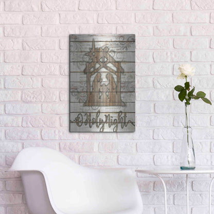 Luxe Metal Art 'O Holy Night Manger' by Cindy Jacobs, Metal Wall Art,16x24