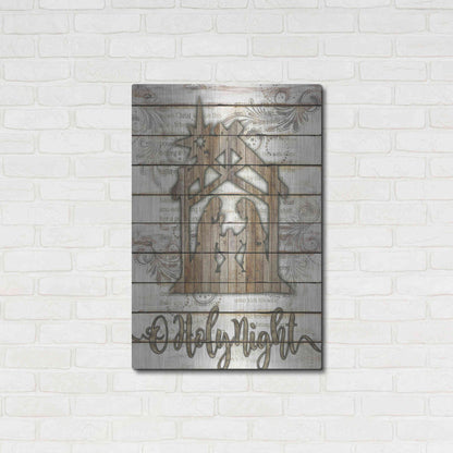 Luxe Metal Art 'O Holy Night Manger' by Cindy Jacobs, Metal Wall Art,24x36