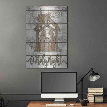 Luxe Metal Art 'O Holy Night Manger' by Cindy Jacobs, Metal Wall Art,24x36