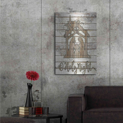 Luxe Metal Art 'O Holy Night Manger' by Cindy Jacobs, Metal Wall Art,24x36
